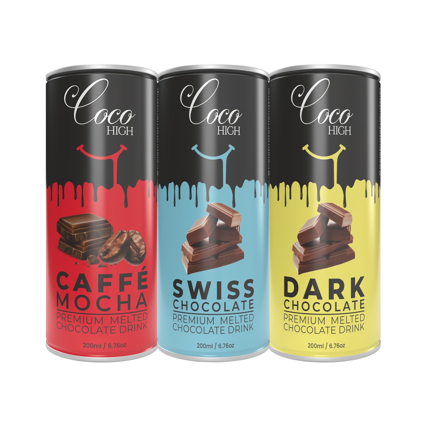 Combo Pack Of Swiss Chocolate, Caffe Mocha & Dark Chocolate I Luxury, Thick & Creamy Chocolate Milkshake with Real Milk Chocolate 200ML | Pack of 6
