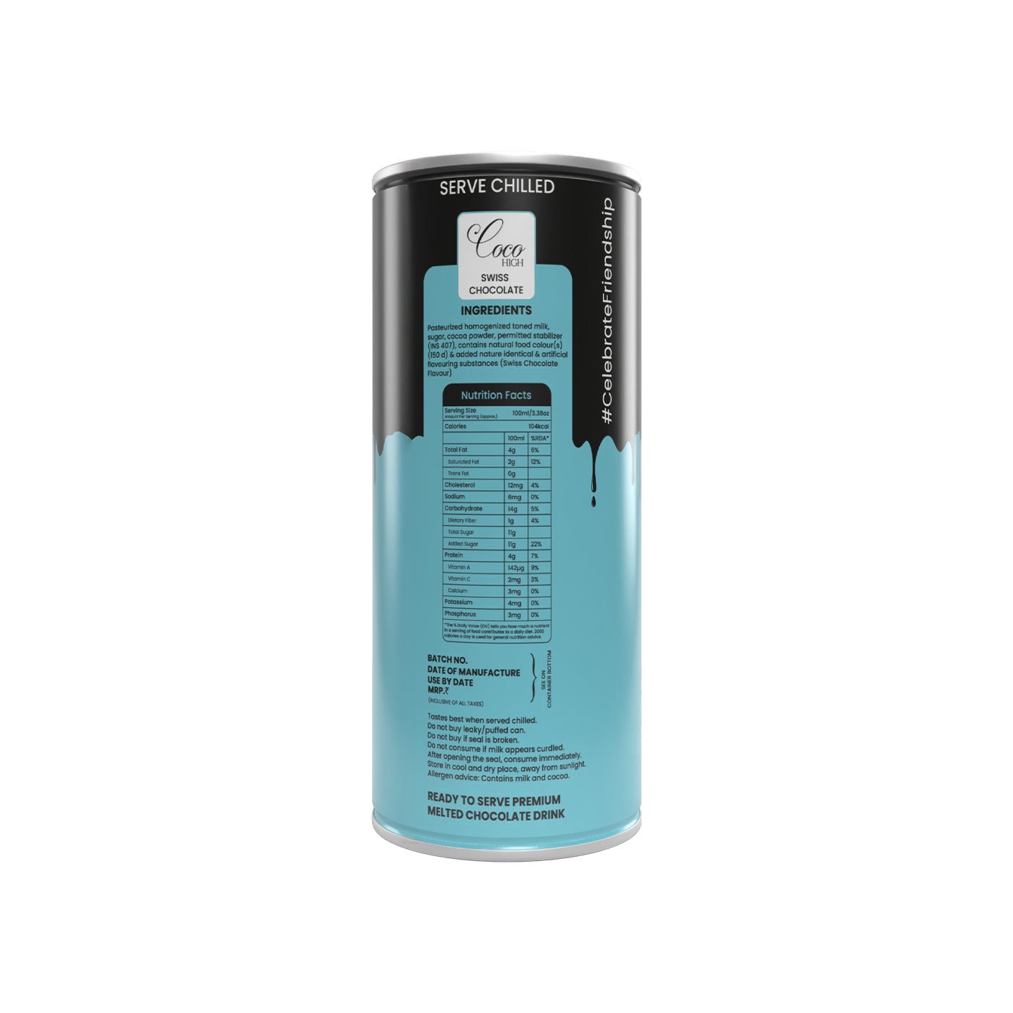 Swiss Chocolate I Luxury, Thick & Creamy Chocolate Milkshake with Real Milk Chocolate 200ml