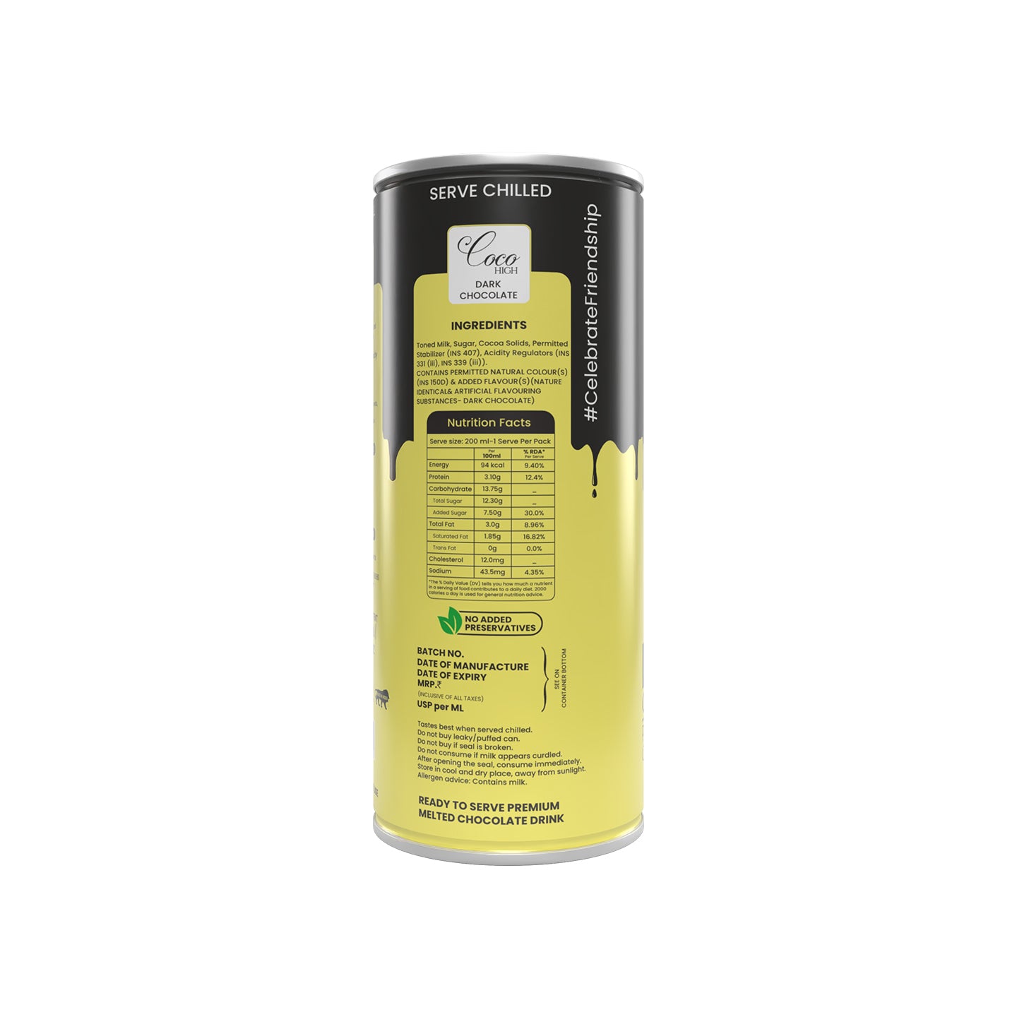 Dark Chocolate I Luxury, Thick & Creamy Chocolate Milkshake with Real Milk Chocolate 200ml