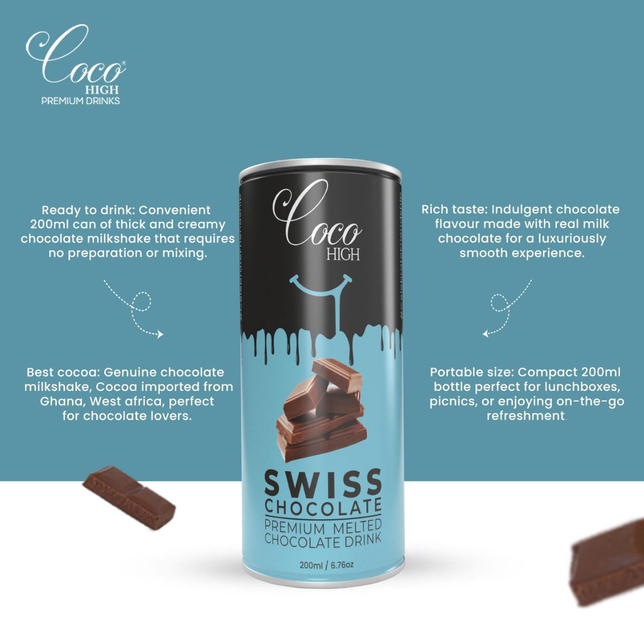 Swiss Chocolate I Luxury, Thick & Creamy Chocolate Milkshake with Real Milk Chocolate 200ml