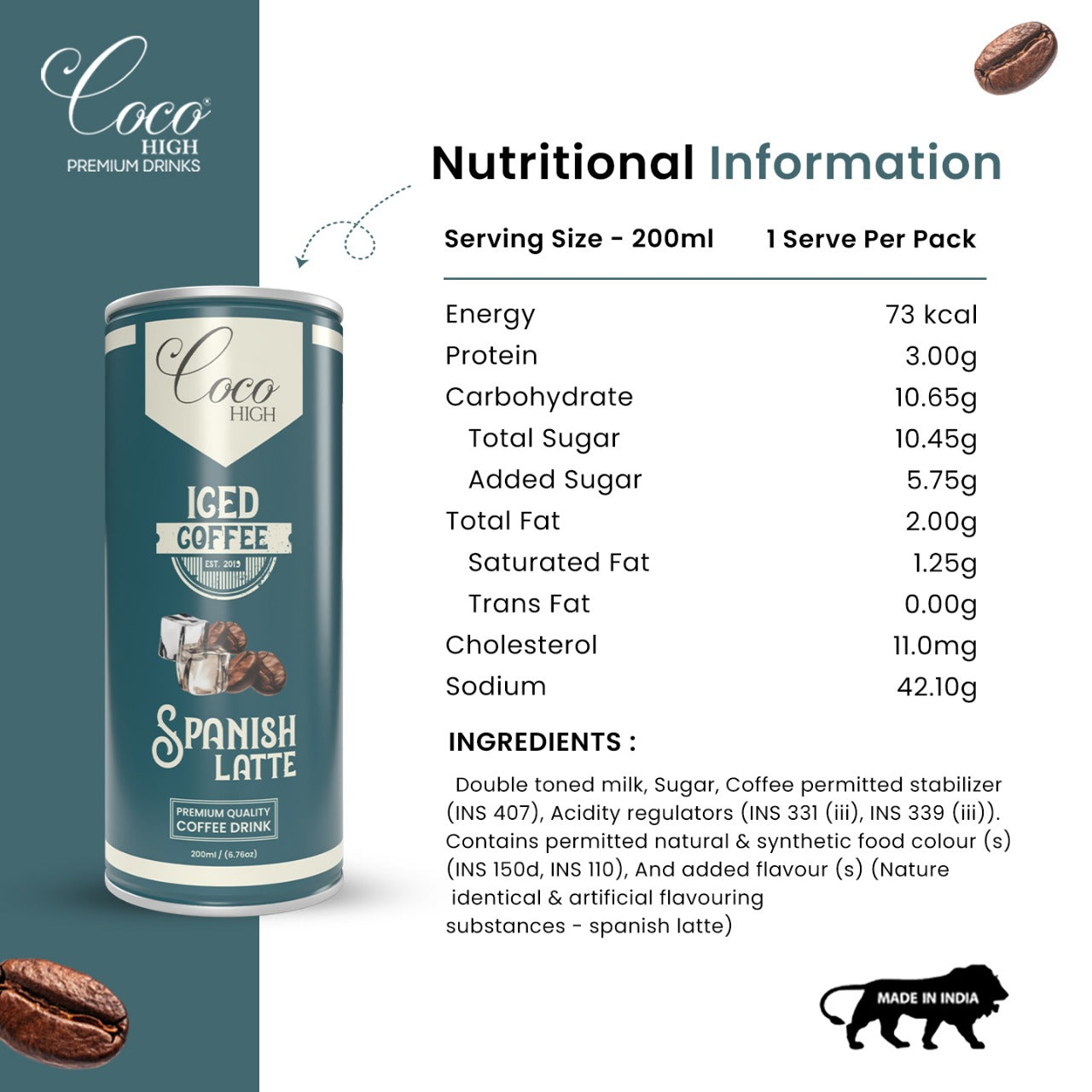 Cold Coffee | Iced Coffee Spanish Latte |Ready to Drink Coffee 200ml| No Added Preservatives