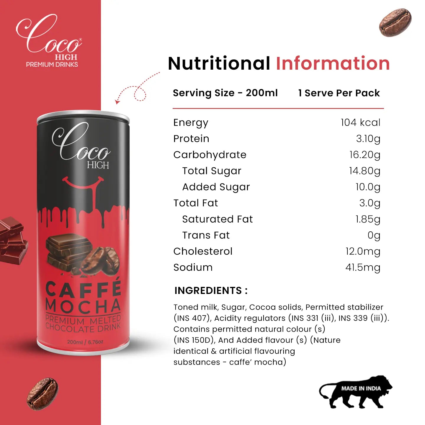 Caffe Mocha Chocolate Milkshake Luxury Melted Chocolate Drink (200ml)