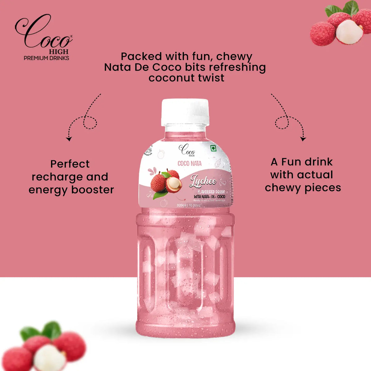 Lychee Juice 25% with NATA De Coco (320ml)