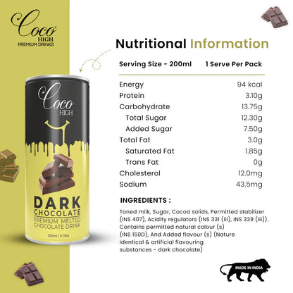 Dark Chocolate Milkshake Luxury Melted Chocolate Drink (200ml)
