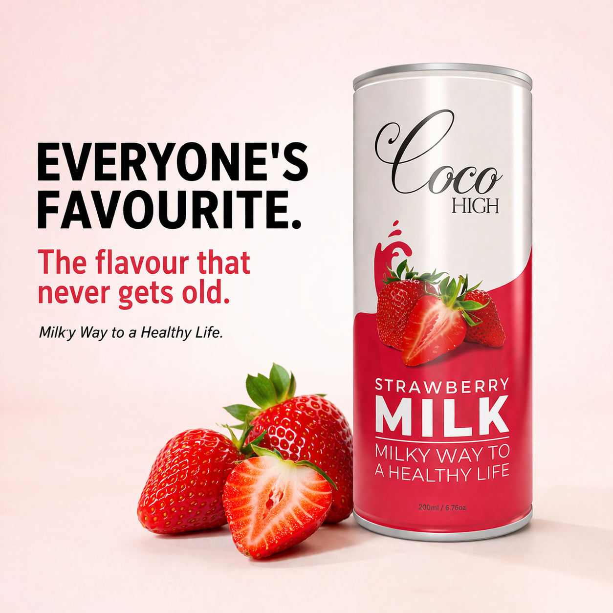 Strawberry Thick & Creamy Flavoured Milkshake 200ml | Enriched with Calcium & Vitamins | No Added Preservatives