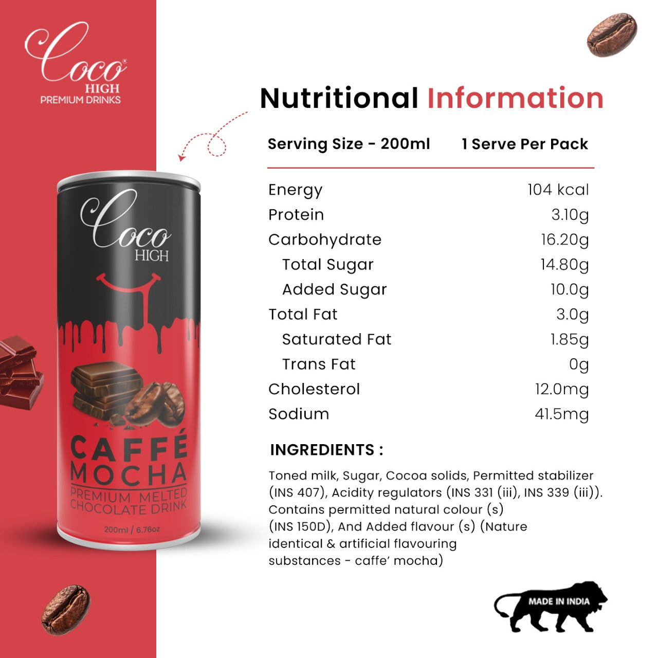 Caffe Mocha I Luxury, Thick & Creamy Chocolate Milkshake with Real Milk Chocolate 200ml