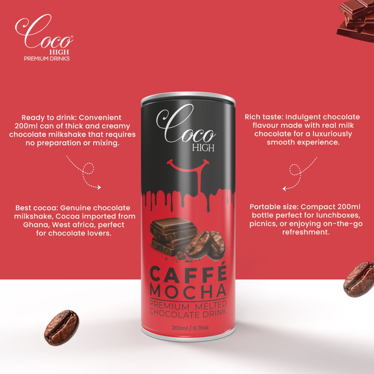 Caffe Mocha I Luxury, Thick & Creamy Chocolate Milkshake with Real Milk Chocolate 200ml