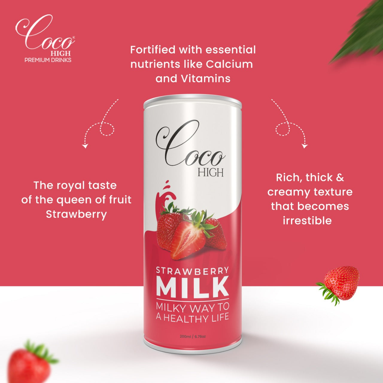 Strawberry Thick & Creamy Flavoured Milkshake 200ml | Enriched with Calcium & Vitamins | No Added Preservatives