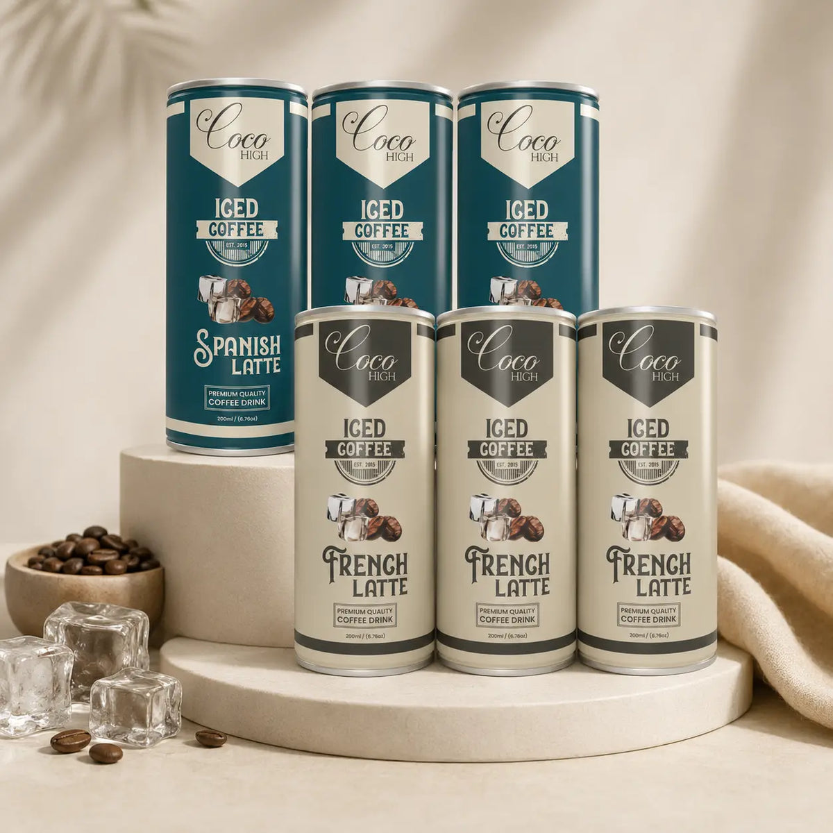 Ready-to-Drink Cold Coffee Spanish & French Latte 200ml Cans